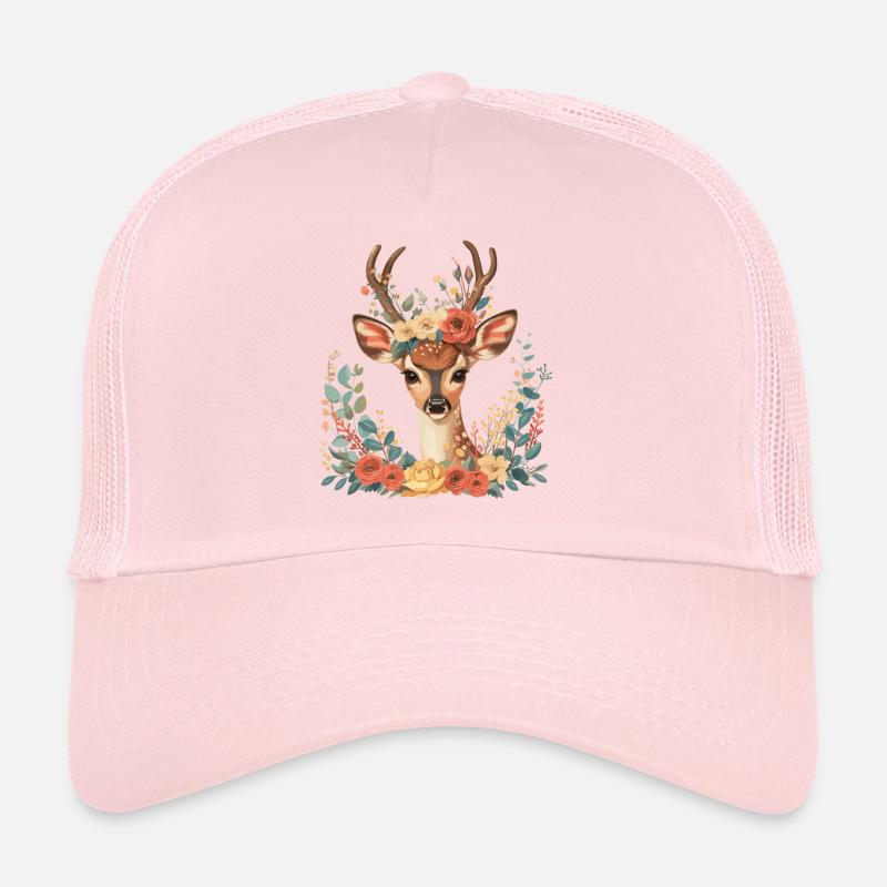 Deer with flower tendrils Trucker Cap