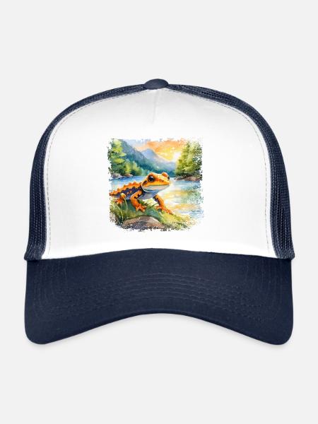 Mignonne jeune salamandre de feu - Casquette trucker  - blanc/marine - Devant