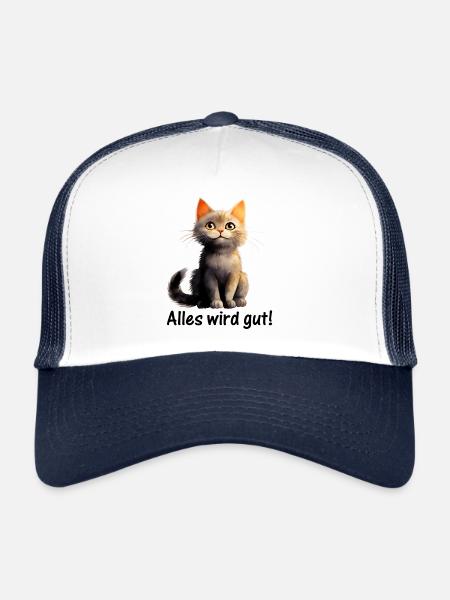 Everything will be fine! ♥ EmotiCatz - Trucker Cap - white/navy - Front