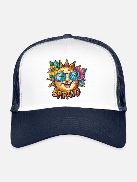 Printemps Printemps Fleurs De Soleil - Casquette trucker  - blanc/marine - Devant