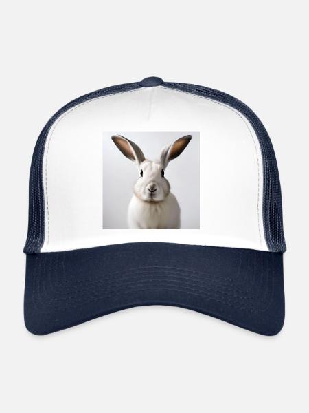 Illustrated White Rabbit - Trucker Cap - white/navy - Front
