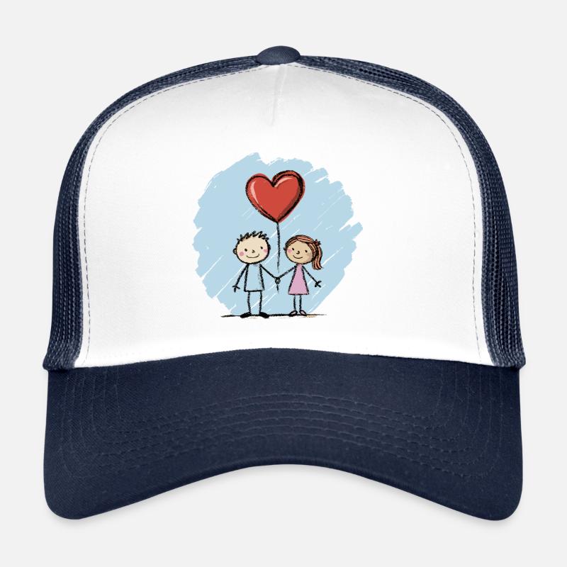 Liebespaar Strichmännchen Pärchen Valentinstag Trucker Cap