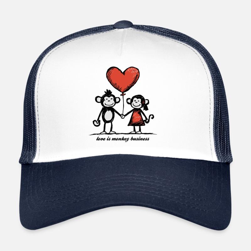 Affen Liebespaar Strichmännchen Pärchen Trucker Cap