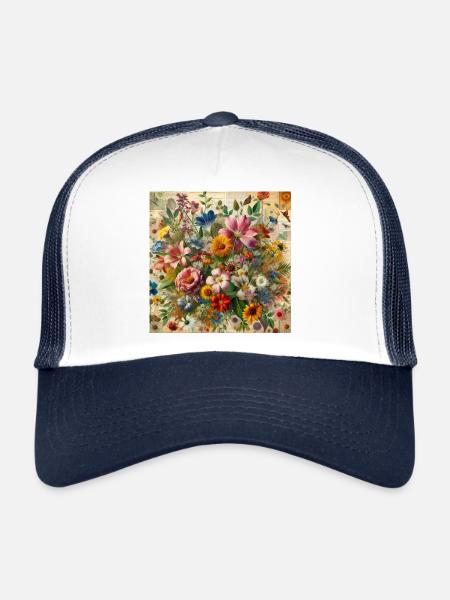 Flowers - Trucker Cap - white/navy - Front