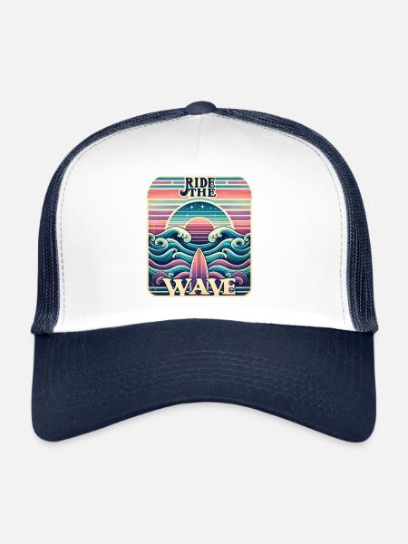 Surfer sur la vague - Casquette trucker  - blanc/marine - Devant