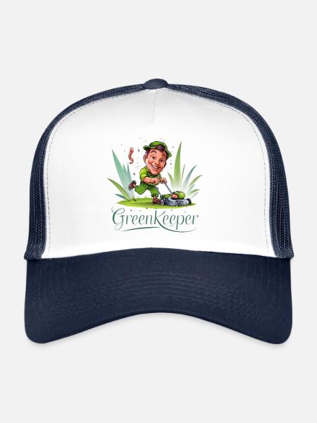 Greenkeeper tondeuse à gazon jardinier jardin idée cadeau - Casquette trucker  - blanc/marine - Devant
