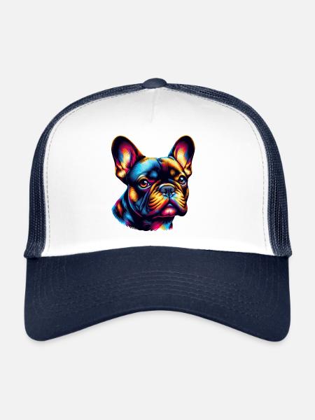 Bouledogue français - Casquette trucker  - blanc/marine - Devant