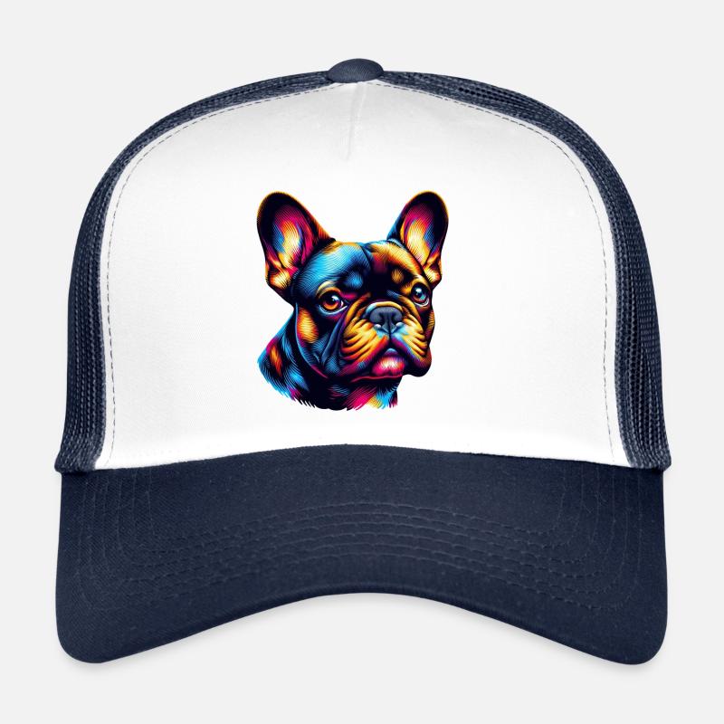 Französische Bulldogge - Trucker Cap - Weiß/Navy