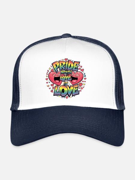 Mois de la fierté L’amour c’est l’amour LGBTQ LGBTQIA+ - Casquette trucker  - blanc/marine - Devant