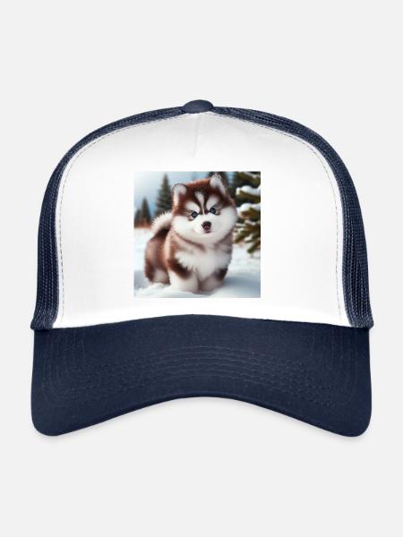 Siberian husky puppy in the snow - Trucker Cap - white/navy - Front