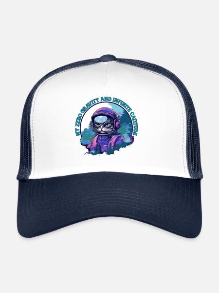 Confident Bengal astronaut cat - Trucker Cap - white/navy - Front