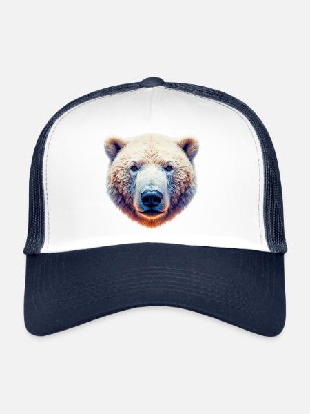 White Polar Bear - Trucker Cap - white/navy - Front