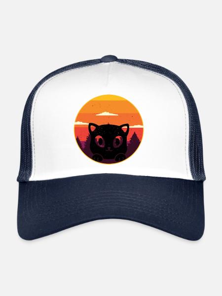 Chats Chats Années 80 Rétro Vintage Années 90 - Casquette trucker  - blanc/marine - Devant