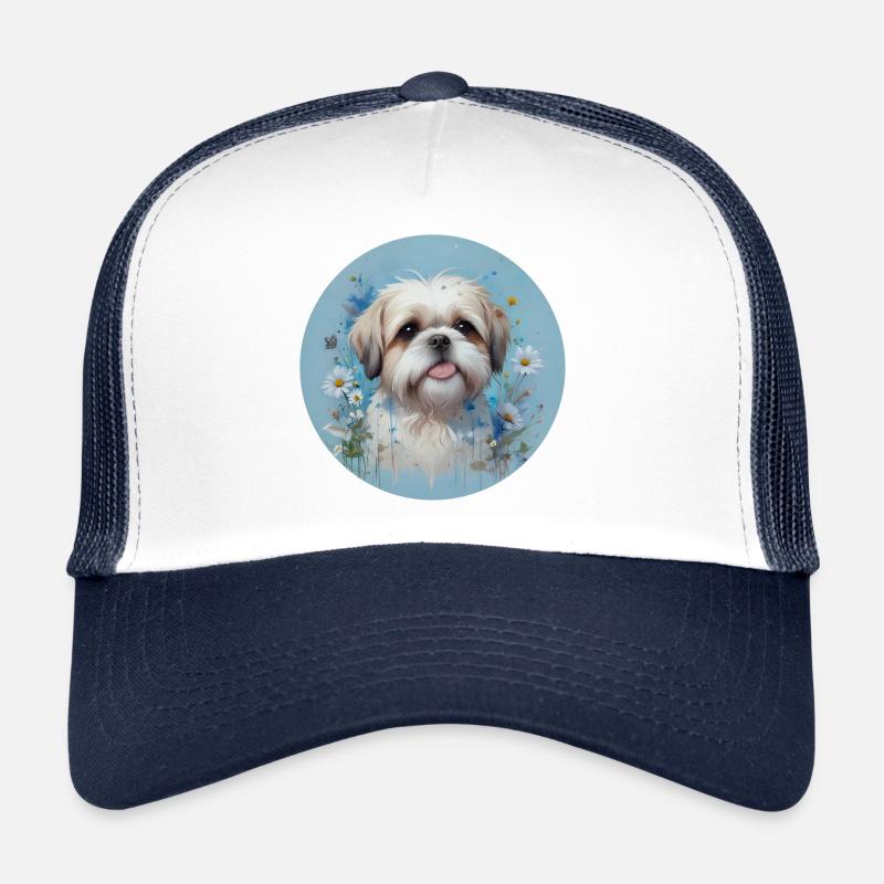 Blauer Shih Tzu - Trucker Cap - Weiß/Navy