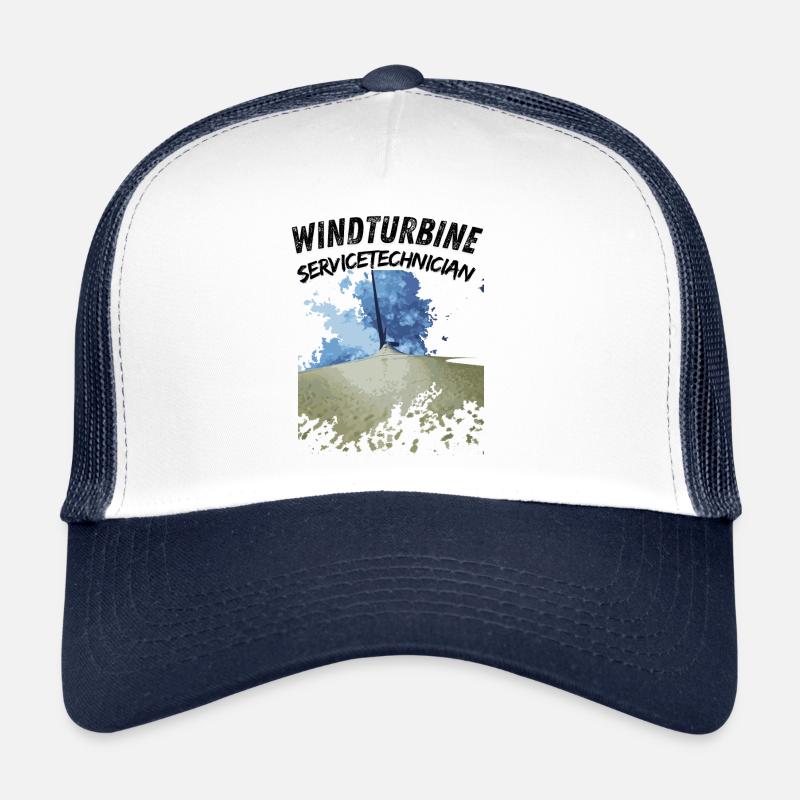 Technicien en éoliennes - Casquette trucker  - blanc/marine