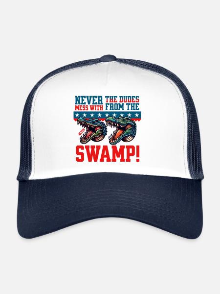 Never Mess With - Funshirt - Drôle de dicton crocodile - Casquette trucker  - blanc/marine - Devant