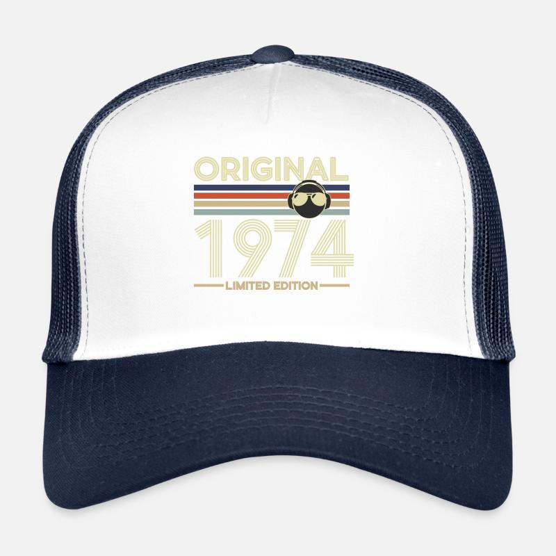 1974 - Casquette trucker  - blanc/marine