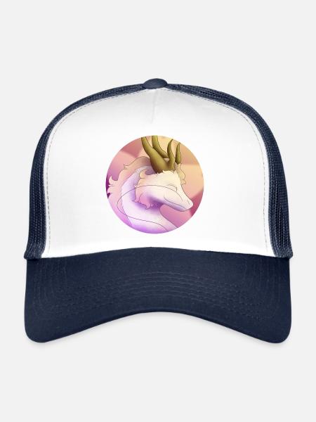 Dragon rose moelleux - Casquette trucker  - blanc/marine - Devant