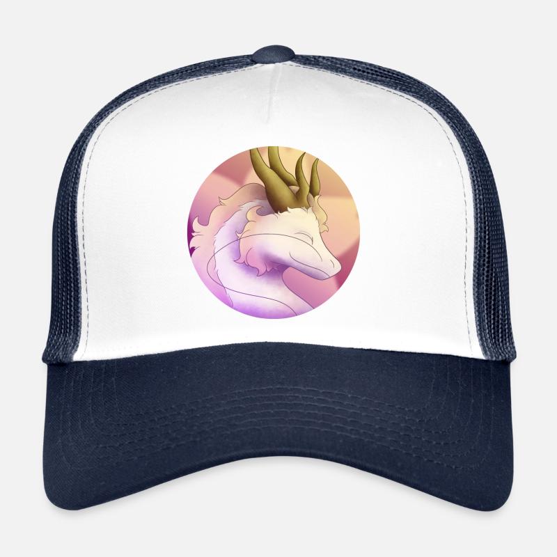 Flauschiger rosa Drache - Trucker Cap - Weiß/Navy
