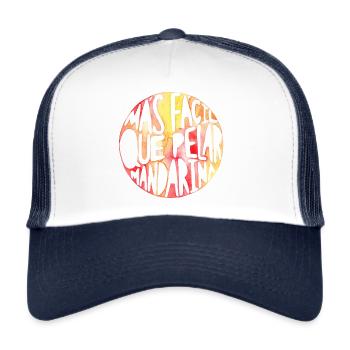 Einfacher als Mandarine schälen - Aquarell-Phrase - Trucker Cap - Weiß/Navy - Vorne