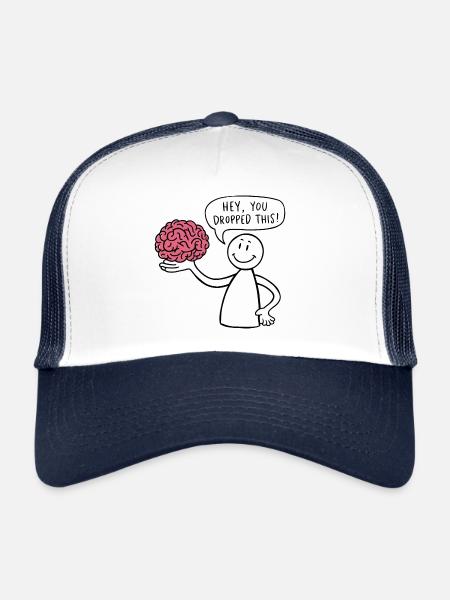 Allumette avec cerveau drôle disant sans cervelle - Casquette trucker  - blanc/marine - Devant