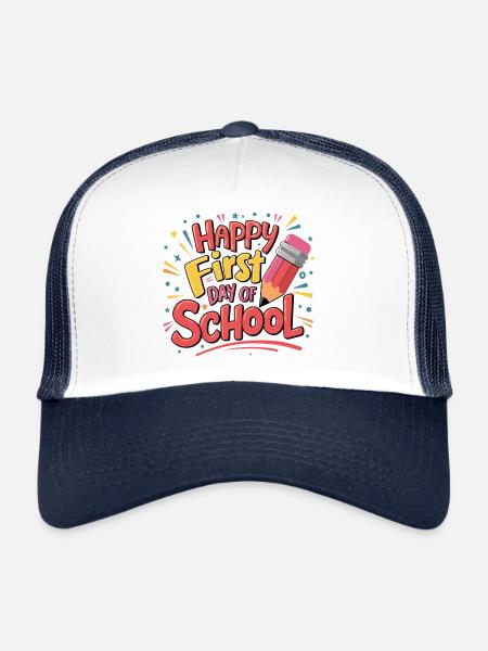 Erster Schultag Kinder Einschulung Erstklässler - Trucker Cap - Weiß/Navy - Vorne