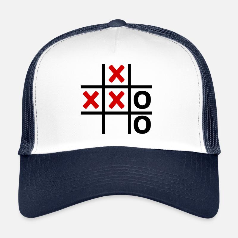 TIC TAC TOE Feld Retro - Trucker Cap - Weiß/Navy