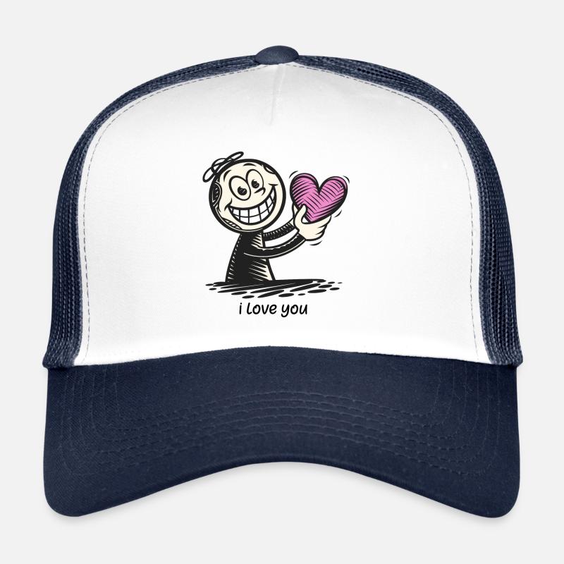 Strichmännchen mit Herz I LOVE YOU Trucker Cap
