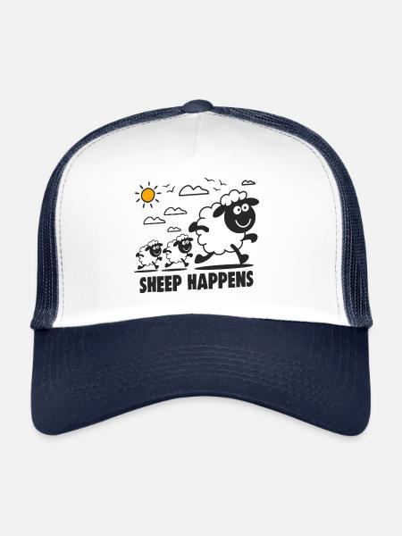 Funny Sheep Sheep Happens - Trucker Cap - white/navy - Front