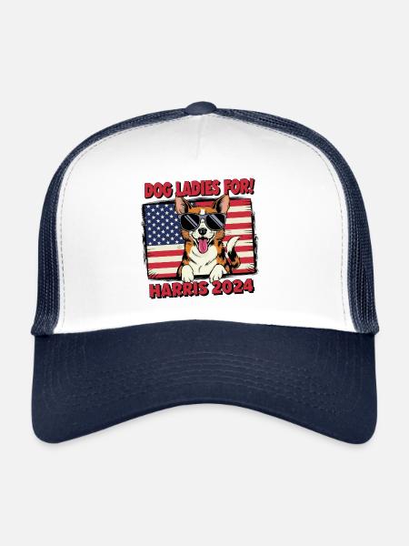 Chien Dames Pour Kamala Harris 2024 États-Unis Amérique - Casquette trucker  - blanc/marine - Devant