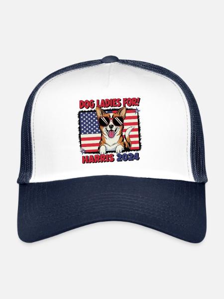 Chien Dames Pour Kamala Harris 2024 États-Unis Amérique - Casquette trucker  - blanc/marine - Devant