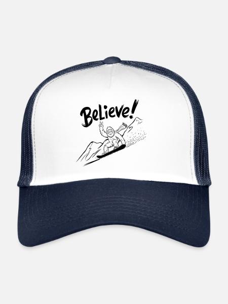 Sasquatch Bigfoot Snowboard Snowboarder - Trucker Cap - white/navy - Front