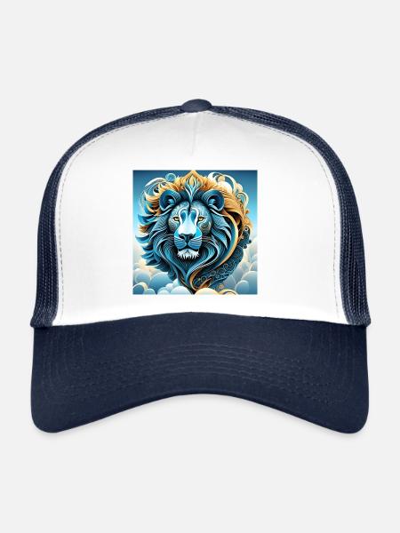 Abstract Portrait of a Lion in the Clouds - Trucker Cap - white/navy - Front