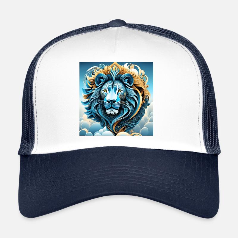 Abstraktes Porträt eines Löwen in den Wolken Trucker Cap