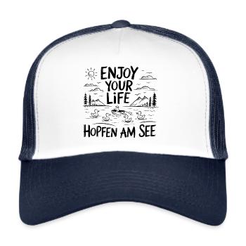 Hopfen am See Urlaub Enjoy your Life - Trucker Cap - Weiß/Navy - Vorne