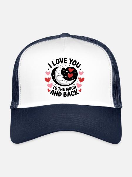 I love you to the Moon and back Valentine's Day - Trucker Cap - white/navy - Front