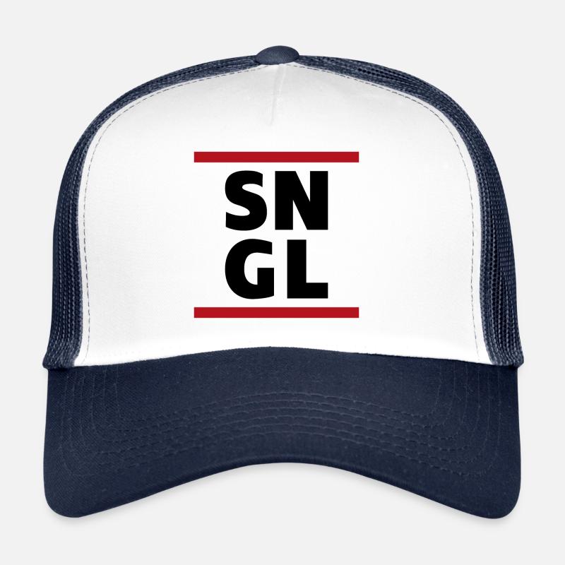 Single SNGL Typographie Spruch Zitat - Trucker Cap - Weiß/Navy
