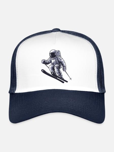 Astronaut Skier Skiing - Trucker Cap - white/navy - Front