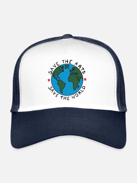 Save the Arts Save the World Earth Environmental Activist - Trucker Cap - white/navy - Front