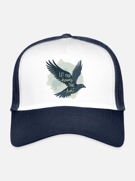 Laissez vos rêves prendre leur envol Oiseau mouette - Casquette trucker  - blanc/marine - Devant