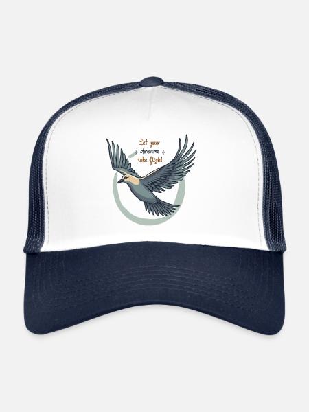 Laissez vos rêves prendre leur envol Oiseau mouette - Casquette trucker  - blanc/marine - Devant