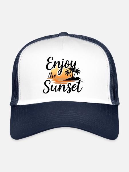 Enjoy the Sunset Sunset Summer Vibes - Trucker Cap - white/navy - Front