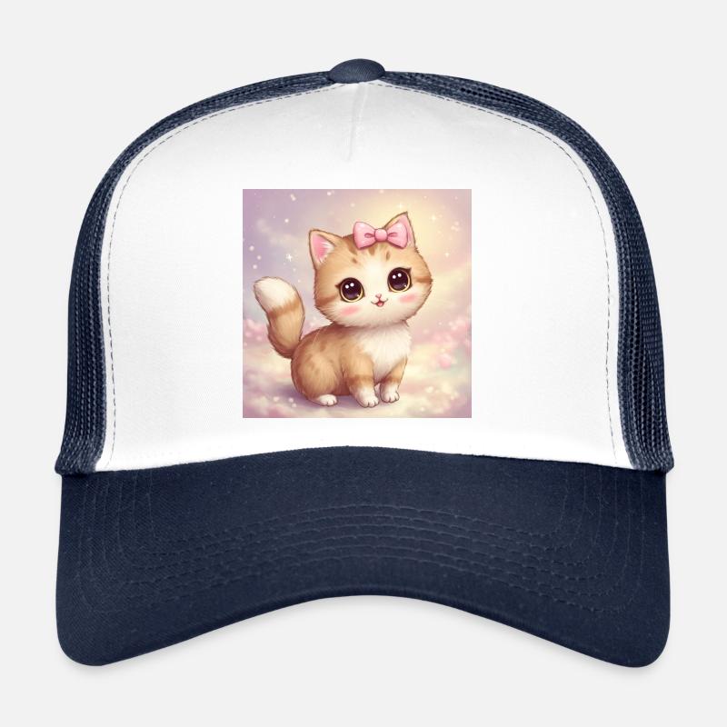 Une adorable 💖 petite boule de poils - Casquette trucker - blanc/marine