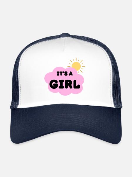 it s a girl, révélation bébé grossesse nuage rose - Casquette trucker  - blanc/marine - Devant
