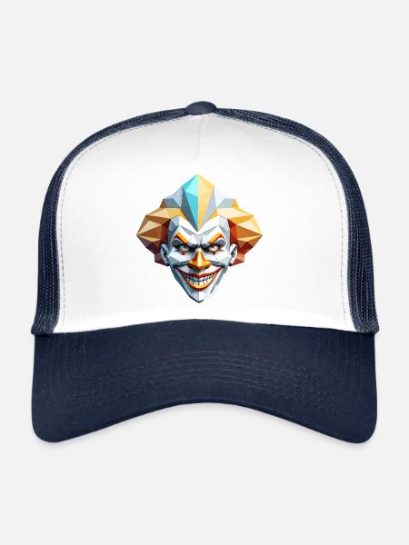 Clown Mask - Low Poly Design - Trucker Cap - white/navy - Front