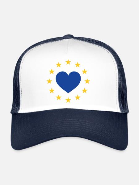 European Flag Stars, Blue Heart in the Middle - Trucker Cap - white/navy - Front