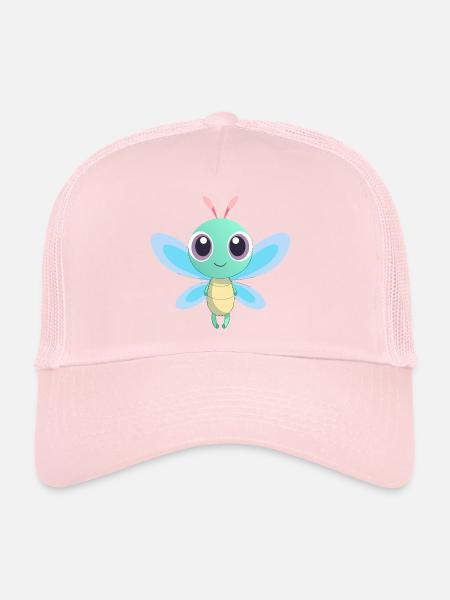 Bébé libellule colorée - Casquette trucker  - rose pâle - Devant