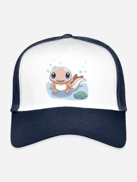 Small pink salamander at the water's edge - Trucker Cap - white/navy - Front