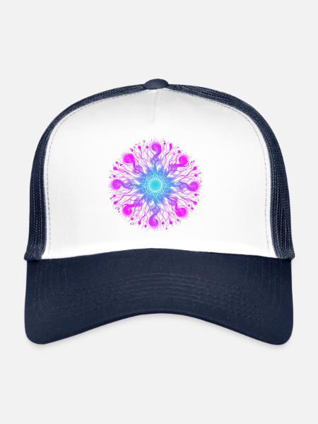 Mandala Psyché - Casquette trucker  - blanc/marine - Devant
