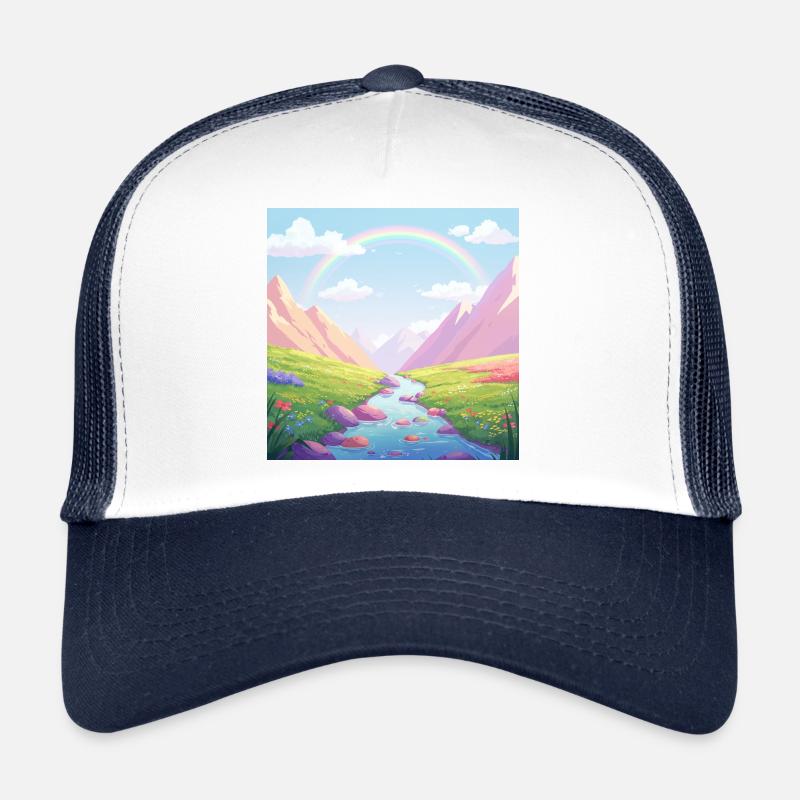 Naturtraum: Regenbogen im Gebirge - Trucker Cap - Weiß/Navy
